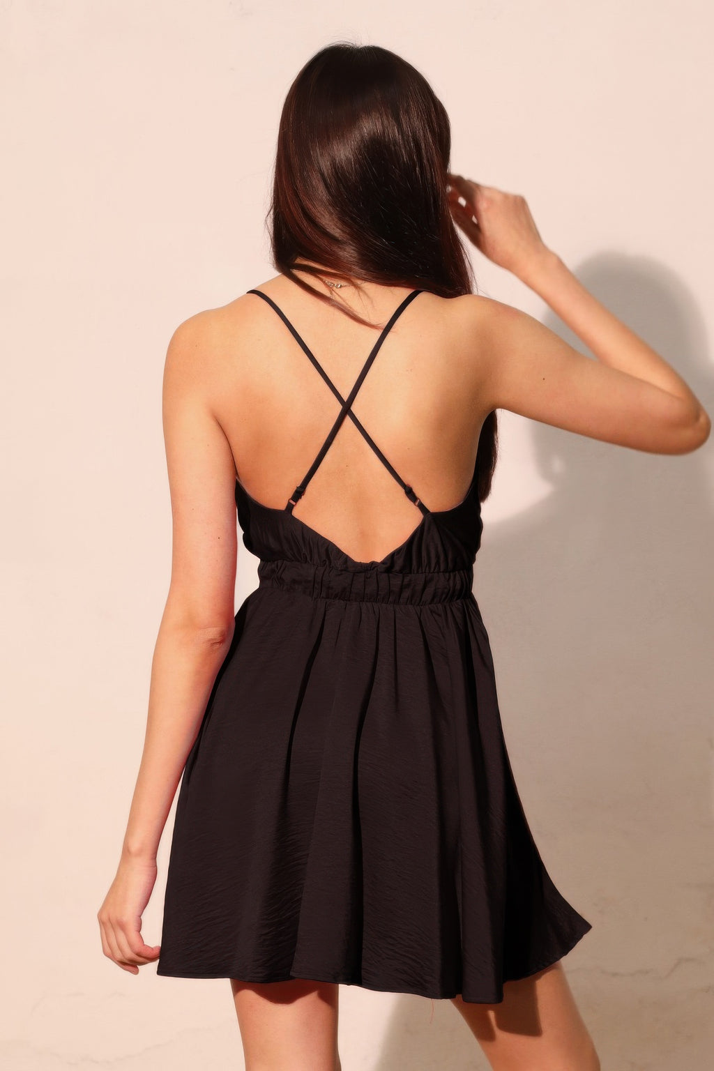 Washed Satin Crepe Skater Cami Dress -