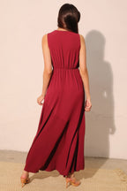 V Neck Textured Slit Maxi Dress -