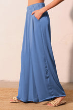 Washed Poly Silk Pull On Pants -
