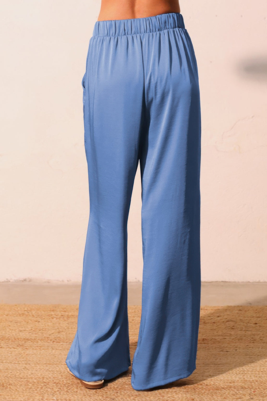 Washed Poly Silk Pull On Pants -