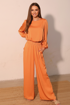 Washed Poly Silk Pull On Pants -