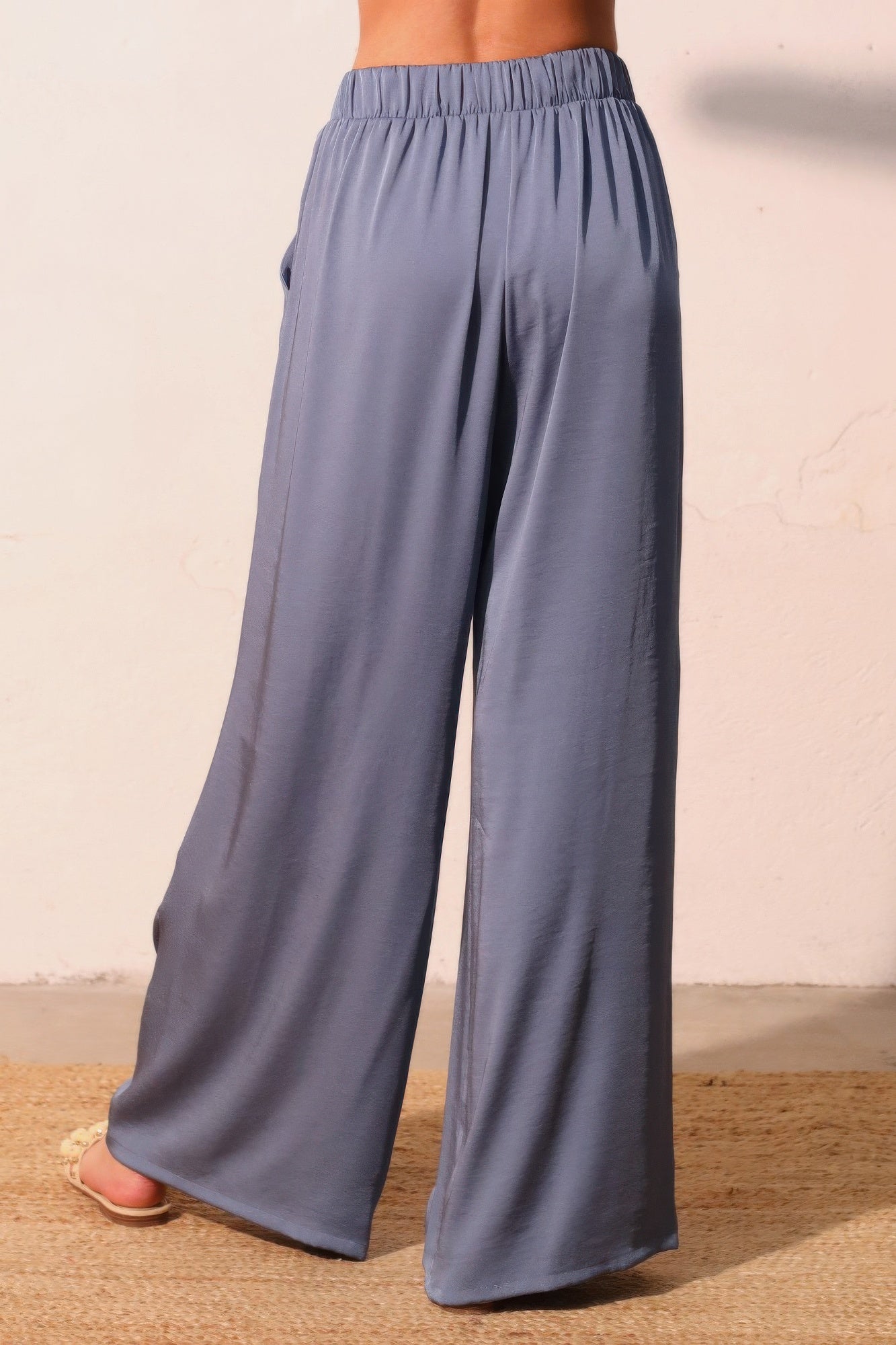 Washed Poly Silk Pull On Pants -