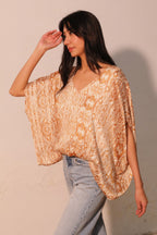 Lurex Chiffon Bohemian Caftan Blouse -
