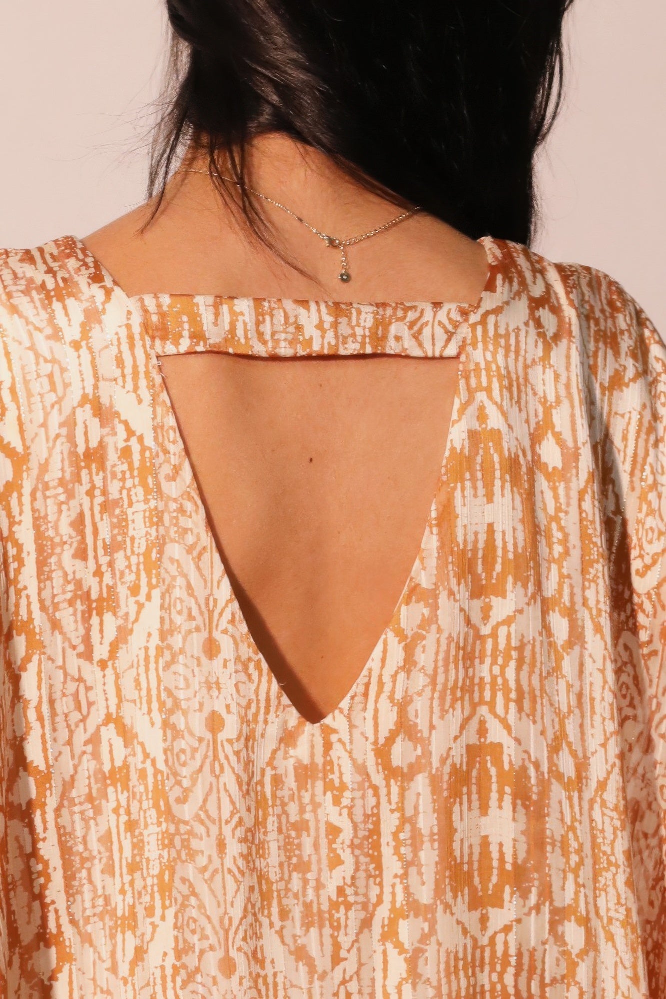 Lurex Chiffon Bohemian Caftan Blouse -
