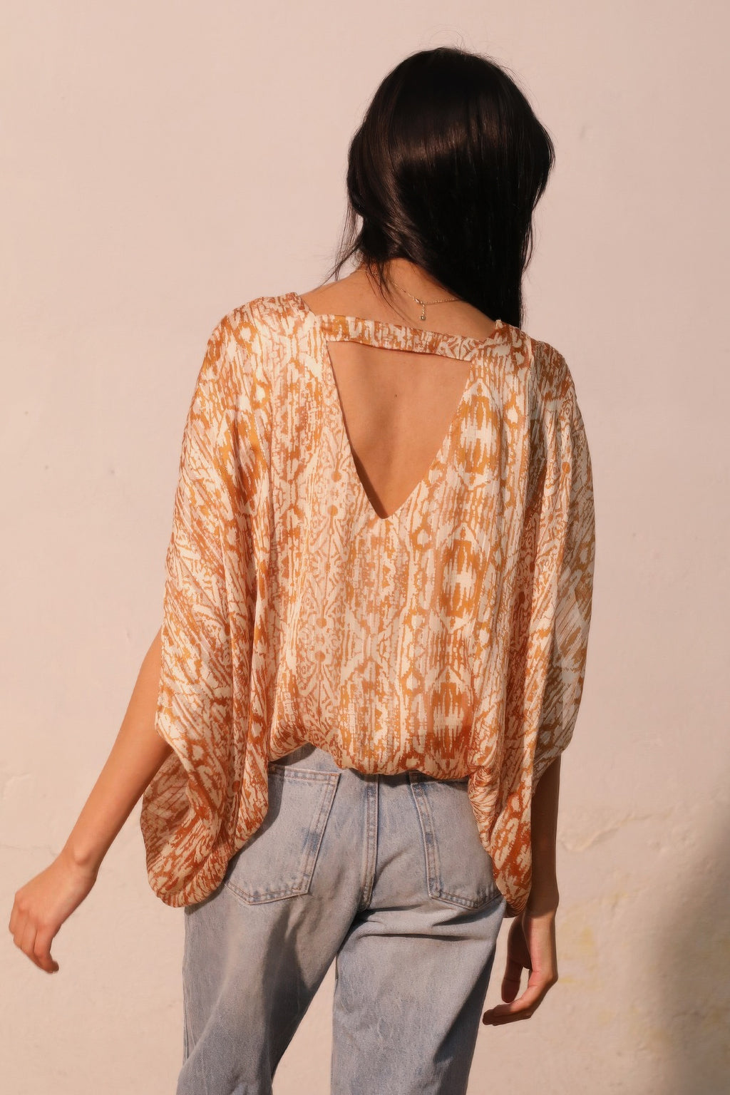Lurex Chiffon Bohemian Caftan Blouse -