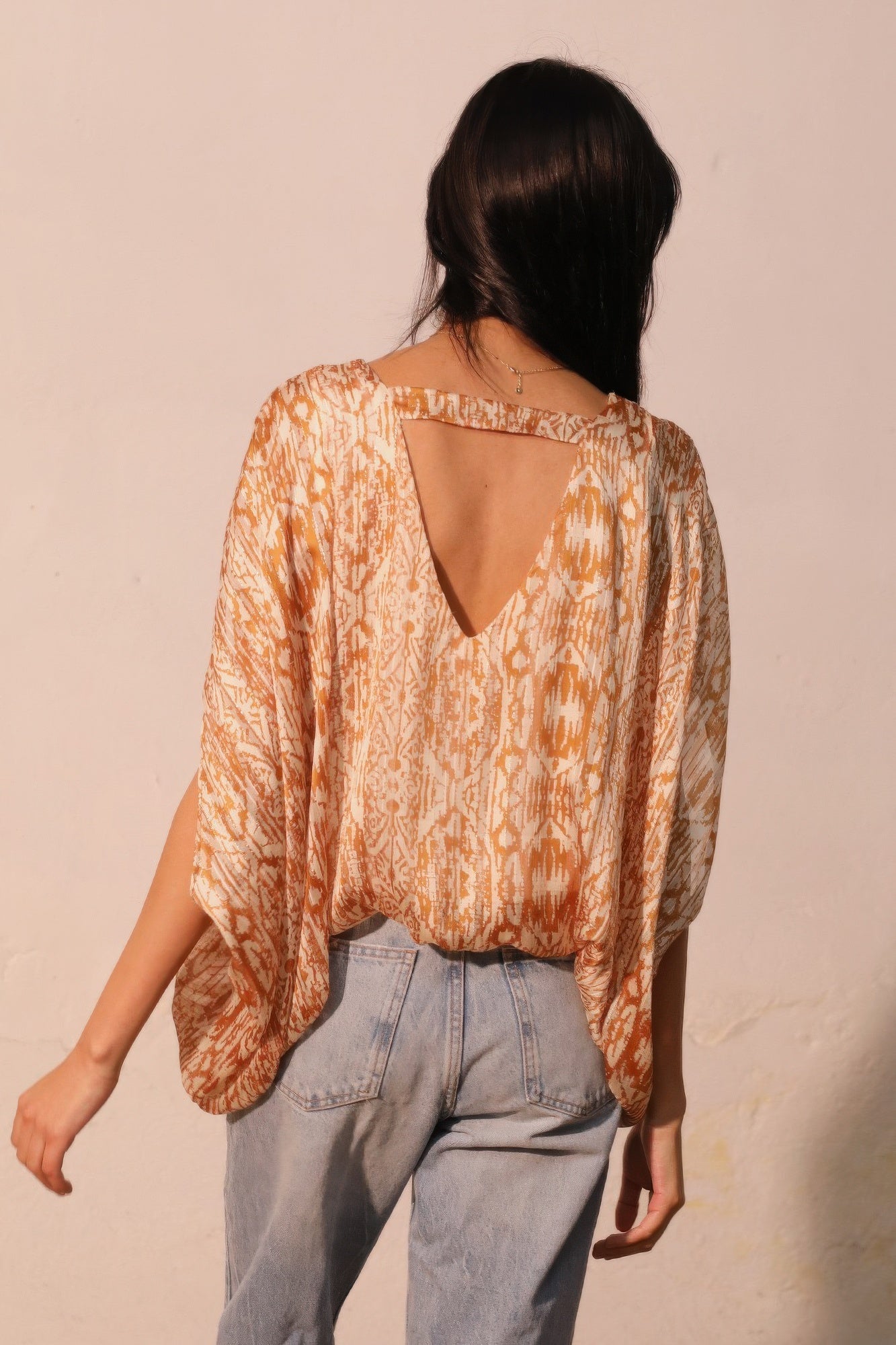 Lurex Chiffon Bohemian Caftan Blouse -