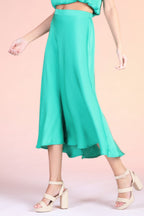 Midi Swing Washed Poly Silk Skirt -