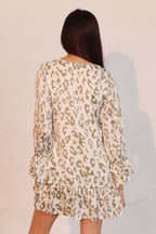 Ruffle Cuff Leopard Babydoll Dress -