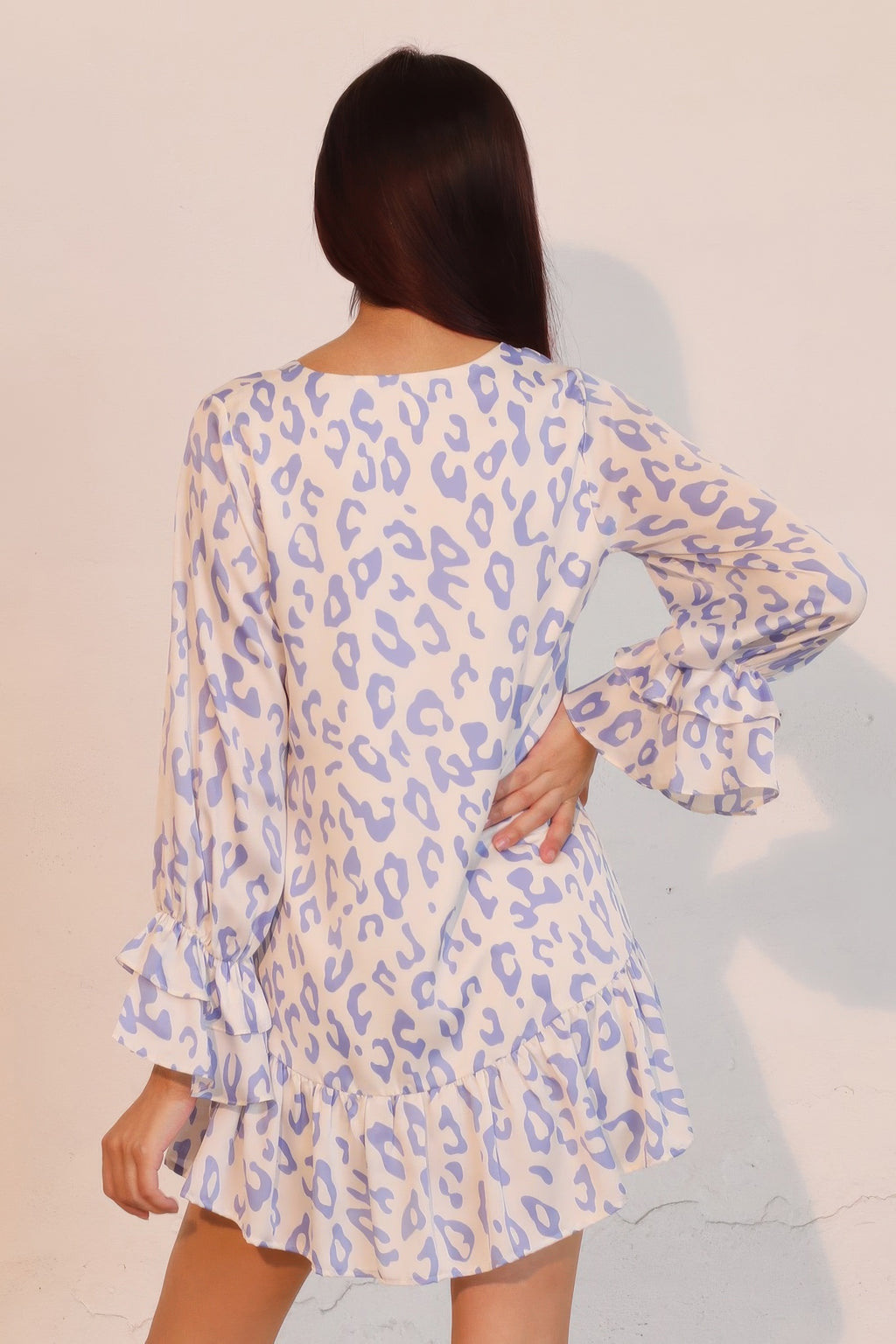 Ruffle Cuff Leopard Babydoll Dress -