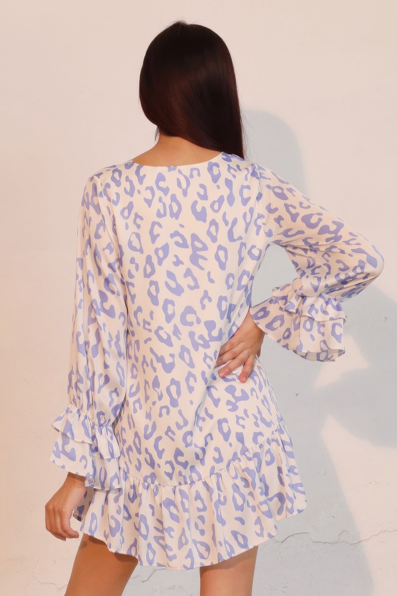 Ruffle Cuff Leopard Babydoll Dress -