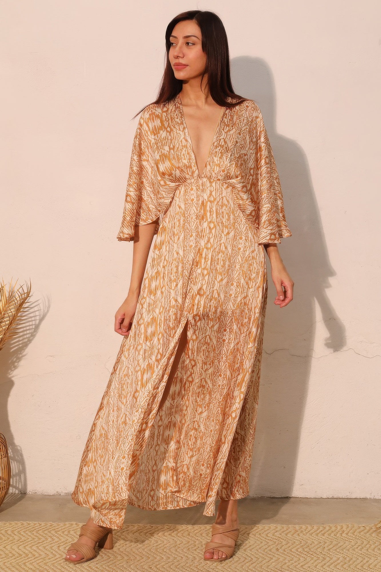 Cape Maxi Bohemian Lurex Chiffon Dress Secondary image