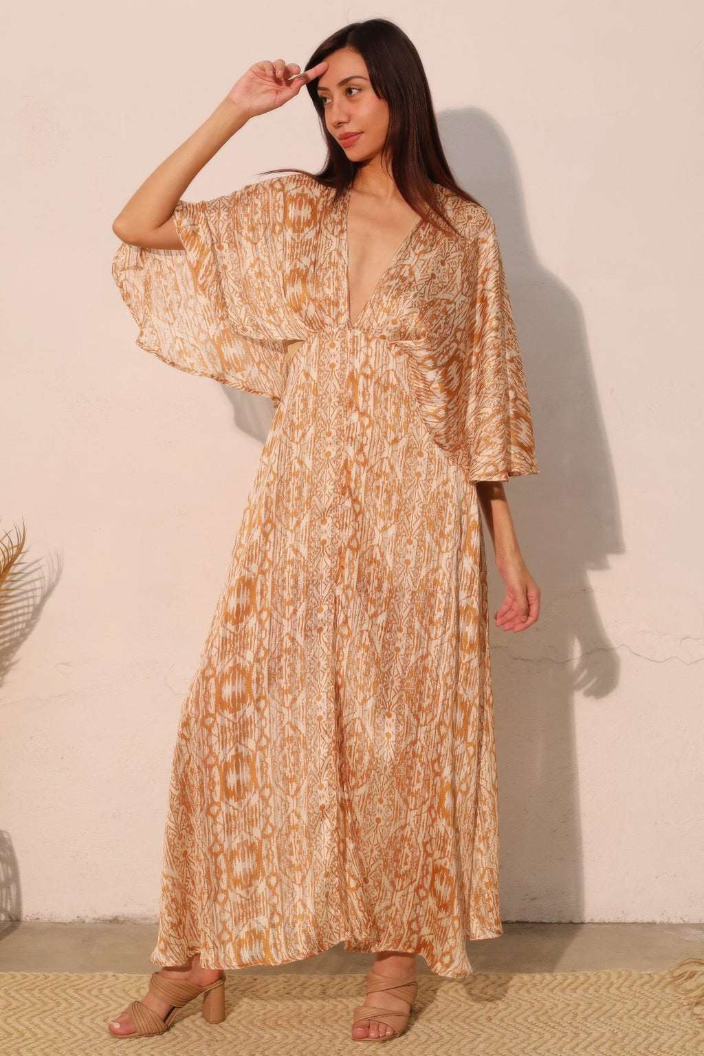 Cape Maxi Bohemian Lurex Chiffon Dress -