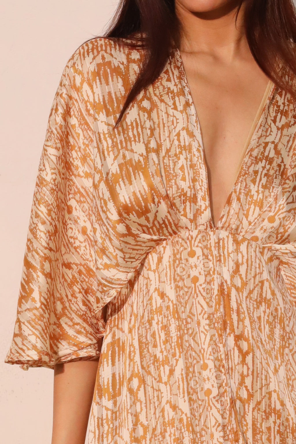 Cape Maxi Bohemian Lurex Chiffon Dress -