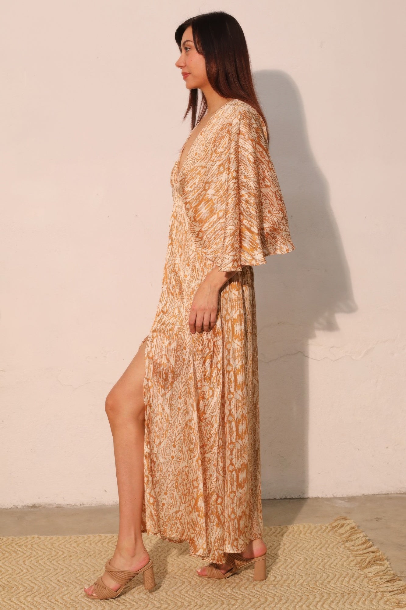 Cape Maxi Bohemian Lurex Chiffon Dress -