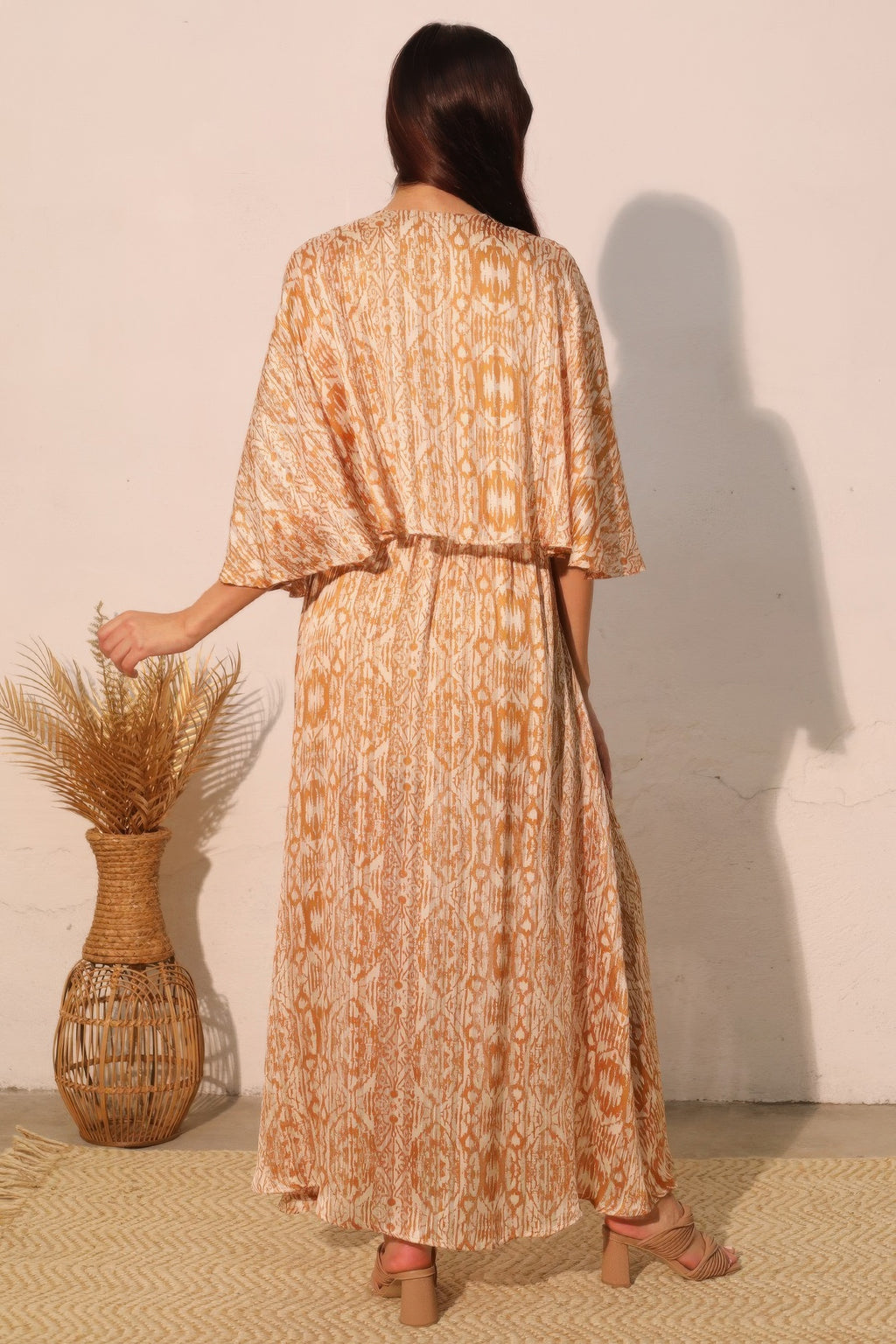 Cape Maxi Bohemian Lurex Chiffon Dress -