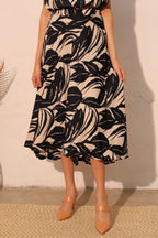 Leaf Midi Swing Lucca Skirt - Black