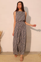 Sleeveless Wide Leg Night Meadow Jumpsuit - L
