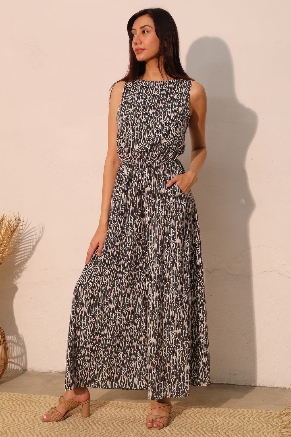 Sleeveless Wide Leg Night Meadow Jumpsuit -