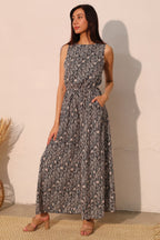 Sleeveless Wide Leg Night Meadow Jumpsuit -