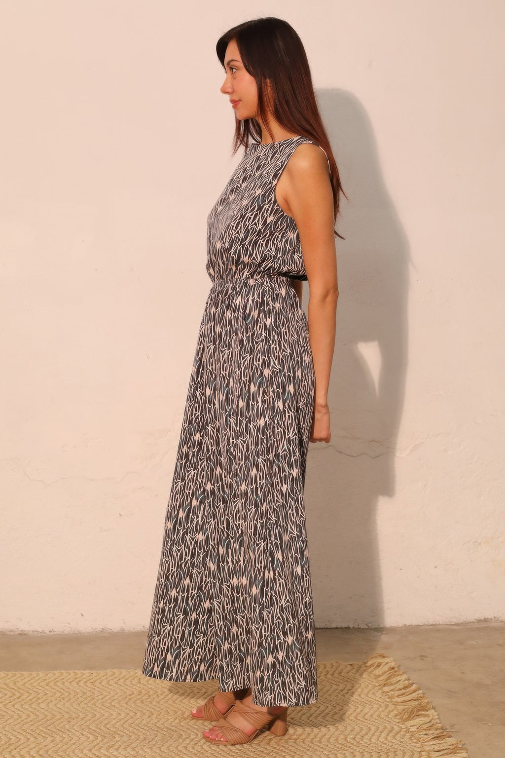 Sleeveless Wide Leg Night Meadow Jumpsuit -