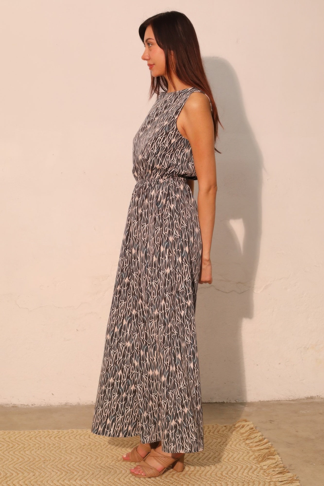 Sleeveless Wide Leg Night Meadow Jumpsuit -