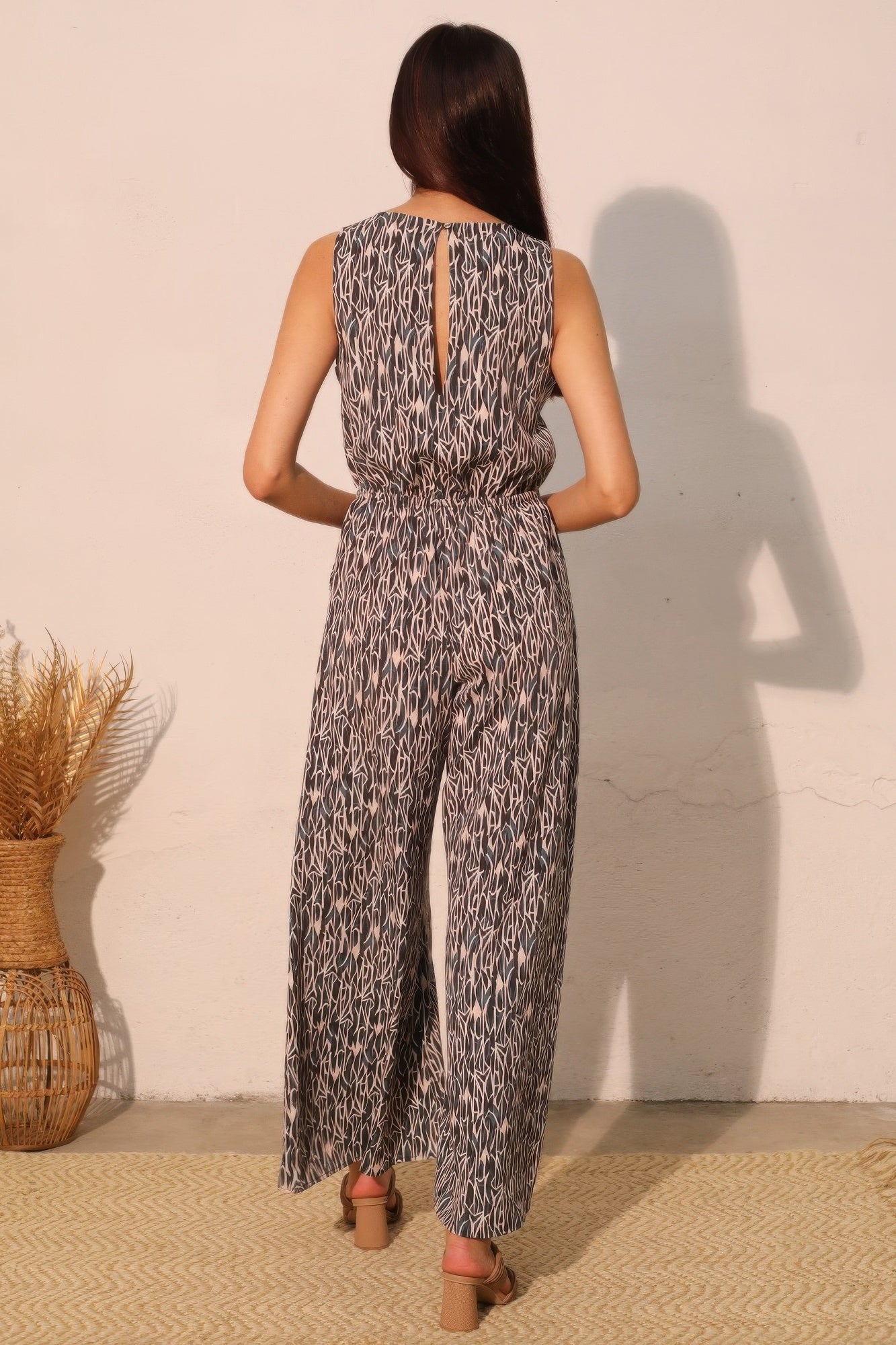 Sleeveless Wide Leg Night Meadow Jumpsuit -