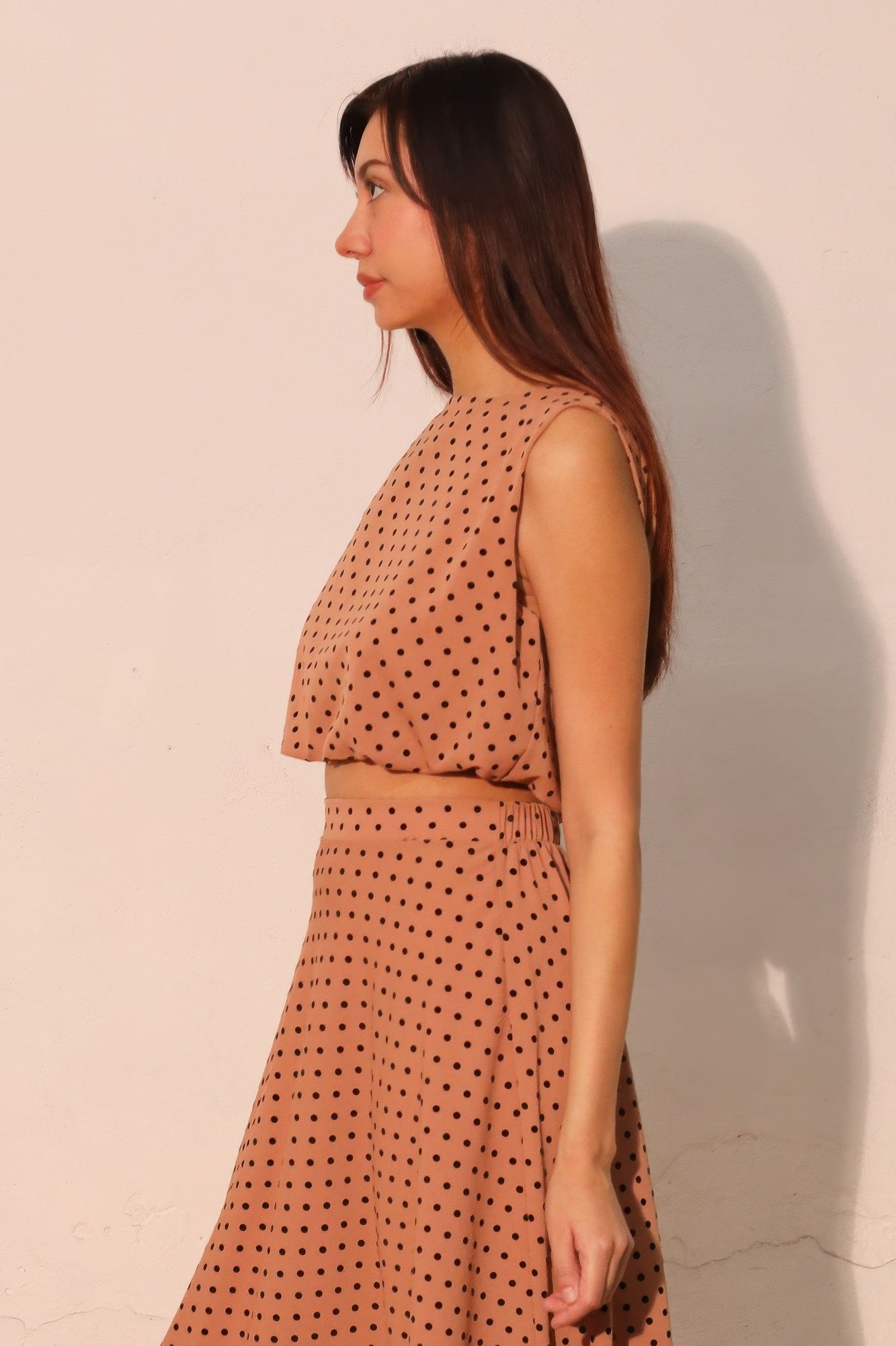 Polka Dot Bubble Flocked Crop Top -