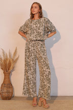 Wide-Leg Pocket Olive Vine Pants - L
