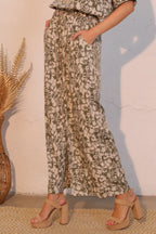 Wide-Leg Pocket Olive Vine Pants -