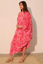 One Sleeve Chasing Petals Midi Dress -