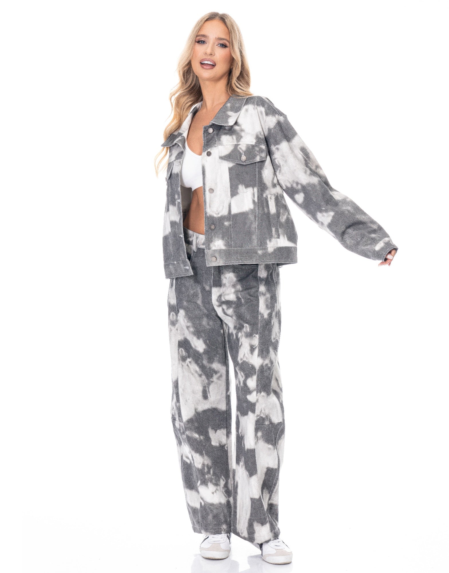 Tie Dye Denim Relaxed Pants -