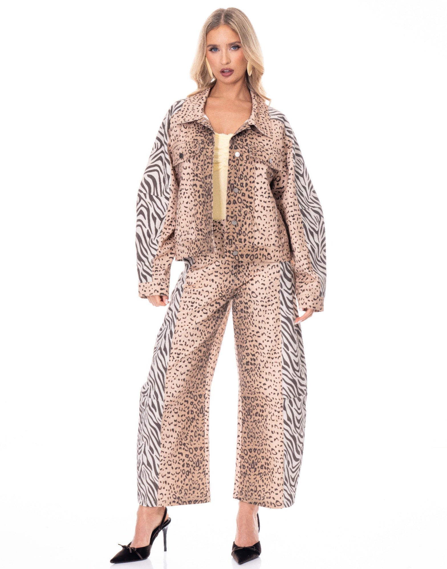Cheetah Zebra Sleeve Shacket - L