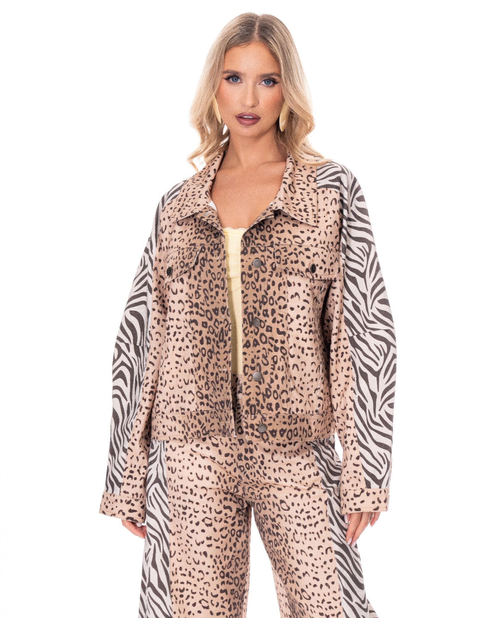 Leopard Print Wide Leg Pants -