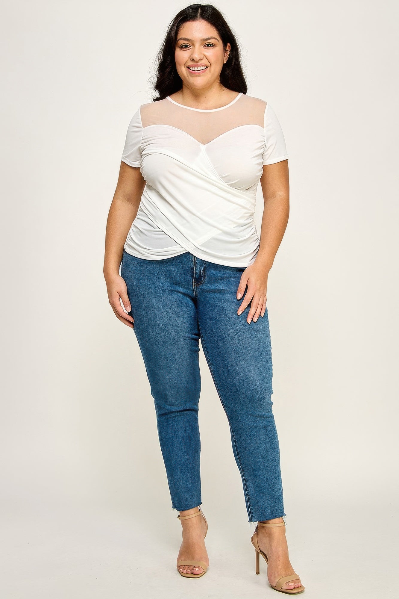 Sheer Mesh Sweetheart Wrap Top Secondary image
