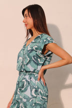 Cuffed Sleeve Crop Chasing Petals Blouse -