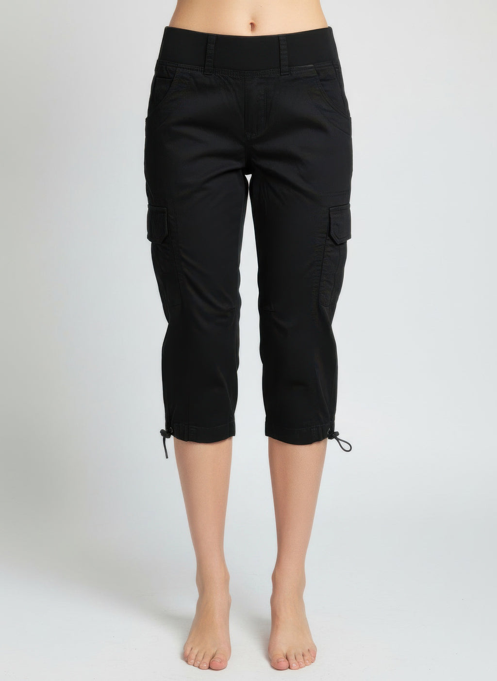 Button Detail Cargo Capri Pants -