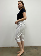 Button Detail Cargo Capri Pants -