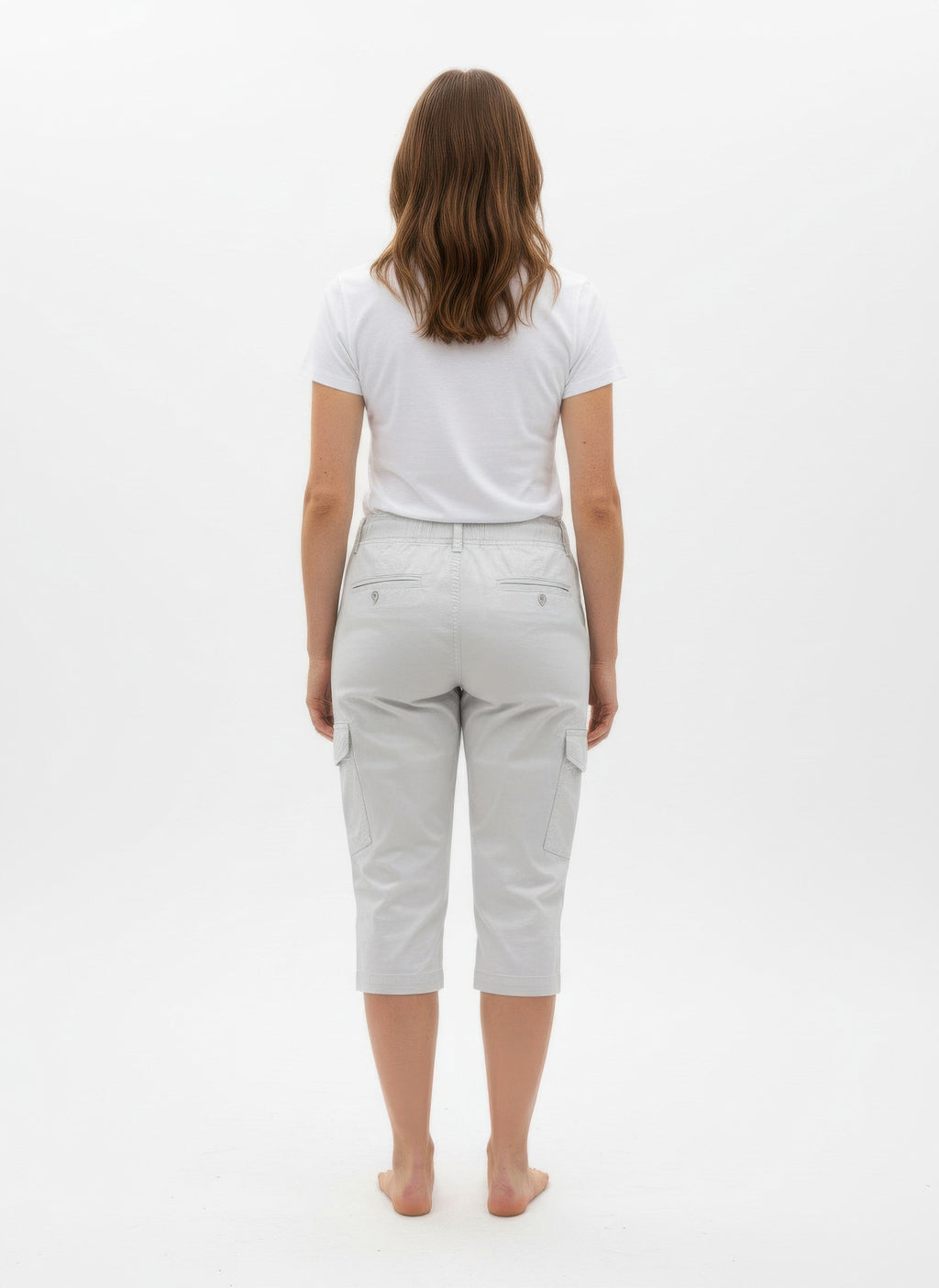 Button Detail Cargo Capri Pants -