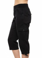 Button Detail Cargo Capri Pants -