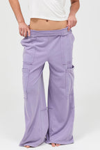Mineral Wash Cargo Wide-Leg Pants -