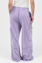 Mineral Wash Cargo Wide-Leg Pants -