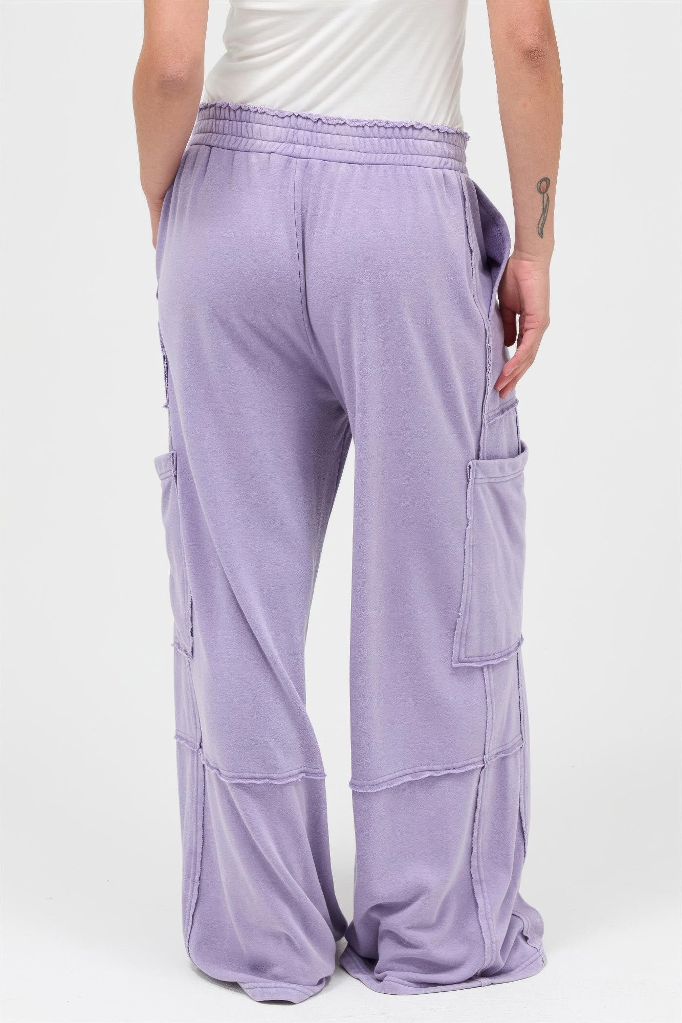 Mineral Wash Cargo Wide-Leg Pants -