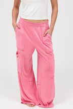Mineral Wash Cargo Wide-Leg Pants -