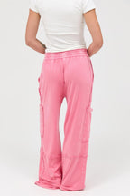Mineral Wash Cargo Wide-Leg Pants -