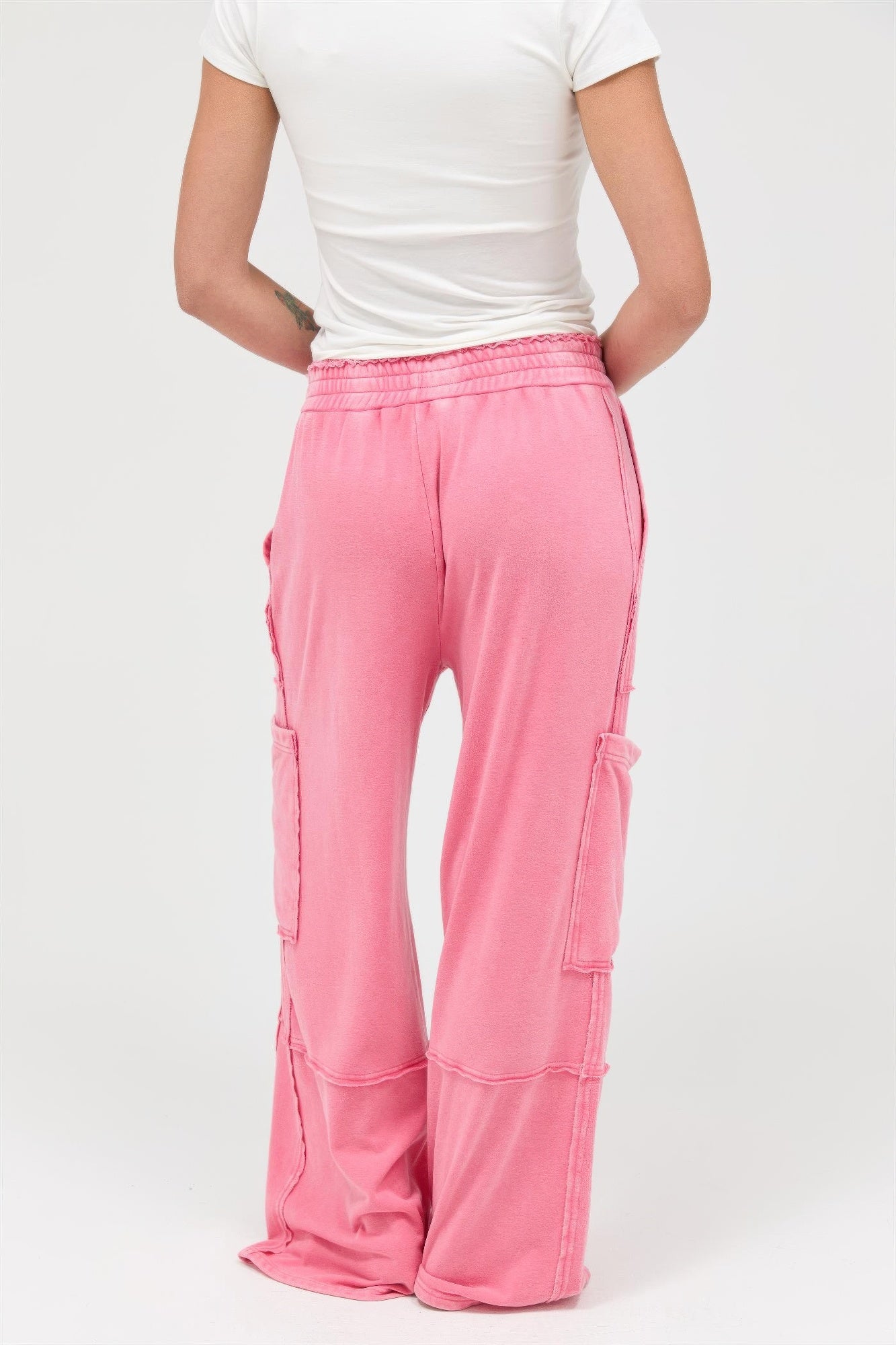 Mineral Wash Cargo Wide-Leg Pants -