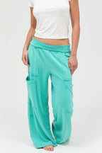 Mineral Wash Cargo Wide-Leg Pants -