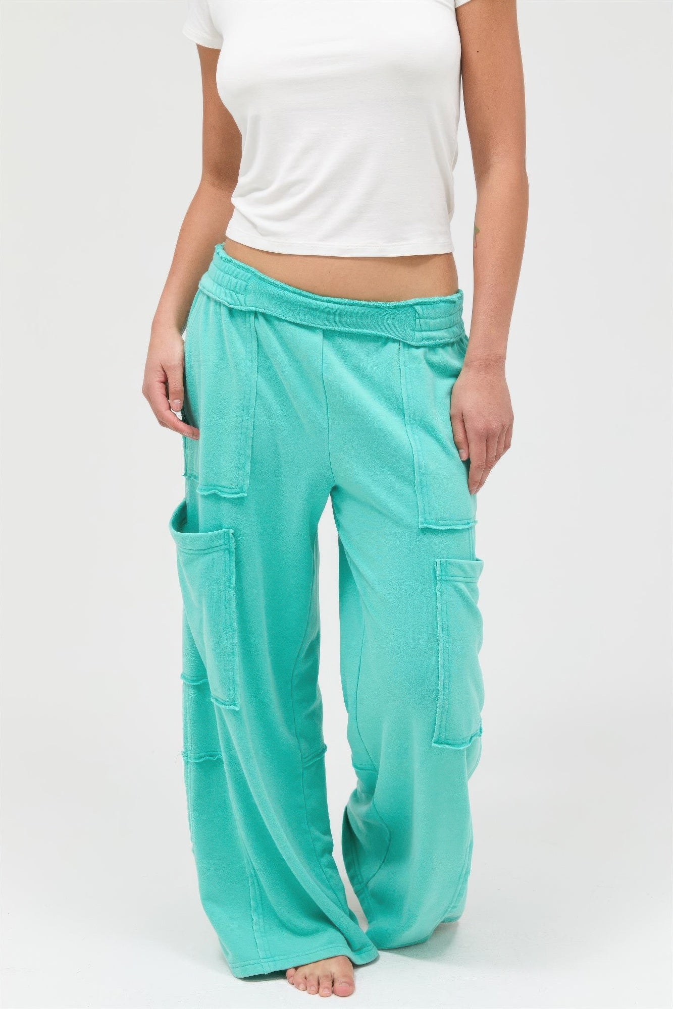 Mineral Wash Cargo Wide-Leg Pants -