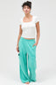 Mineral Wash Cargo Wide-Leg Pants - Turquoise