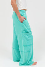 Mineral Wash Cargo Wide-Leg Pants -