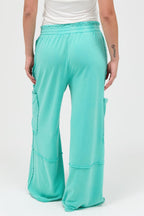 Mineral Wash Cargo Wide-Leg Pants -